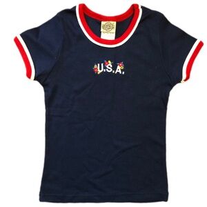 Vintage Girls Denim Republic USA T-shirt Sz 10/12 Medium